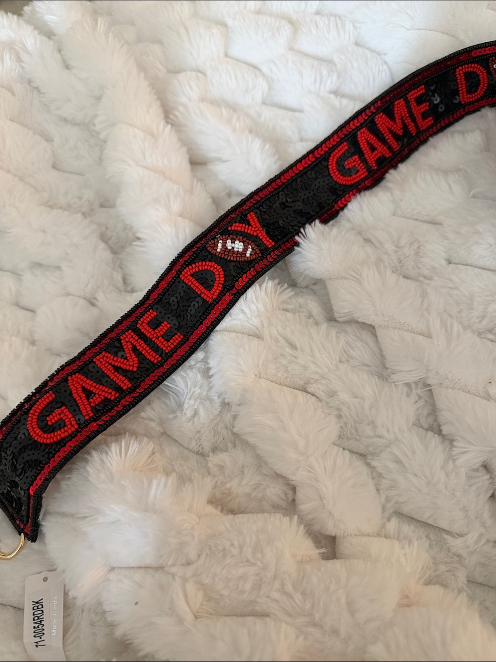 Game Day Sequined Strap - Black and Red